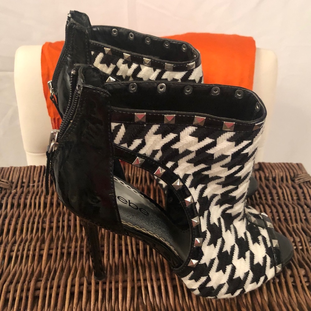 Bebe Studded Houndstooth Booties